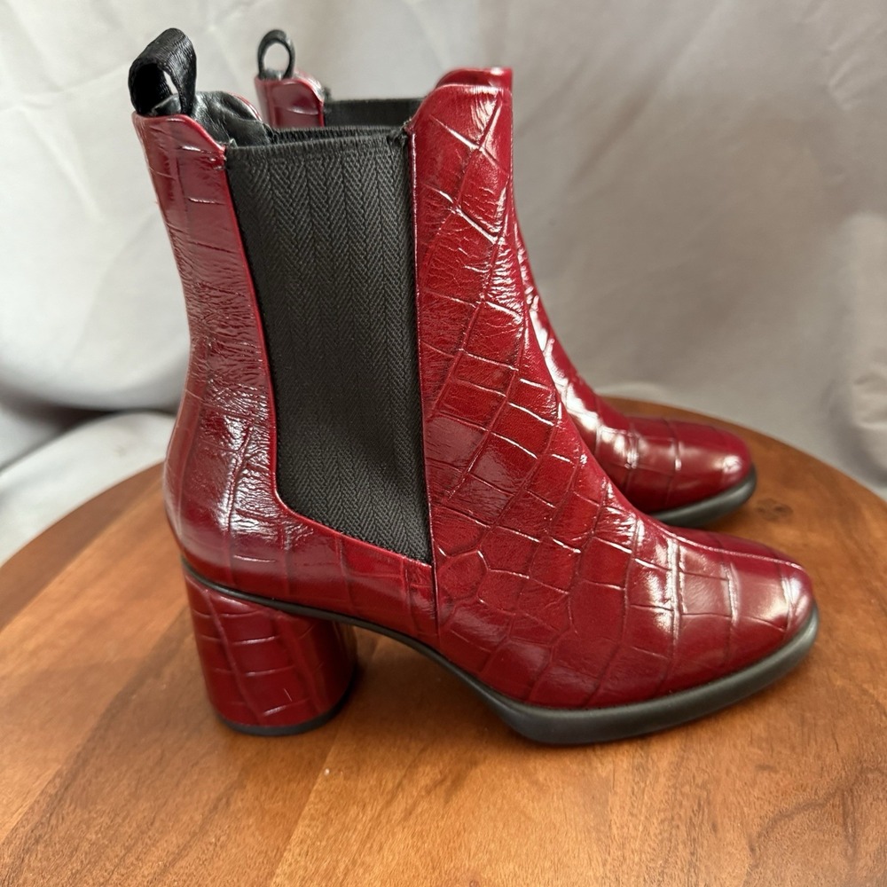 ECCO Sculpted LX 55 Leather Chelsea Boots Red Leather Women's Size EU36/US 5-5.5